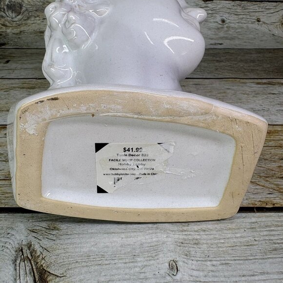 Hobby Lobby Facile Head Bust Glossy White Ceramic Open Top 10.5" T Table Decor - Picture 10 of 16